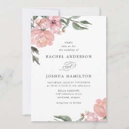 ロマンチックニュートラル赤面ウォーターカラーフローラ | 結婚s 招待状