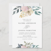 ロマンチックニュートラル赤面ウォーターカラーフローラ | 結婚s 招待状 (正面)