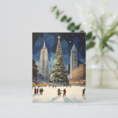 ロマンチックニューヨークウィンターアイススケートで滑る旅行 ポストカード (スタンド正面)