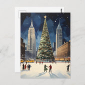 ロマンチックニューヨークウィンターアイススケートで滑る旅行 ポストカード (正面/裏面)