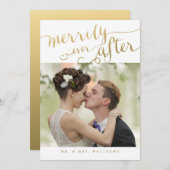 ロマンチックニューリュウェズ金ゴールドスクリプトホリデーフォト シーズンカード (正面/裏面)