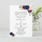 ロマンチックネイビーブルグディフローラボホシック婚約 招待状 (スタンド正面)