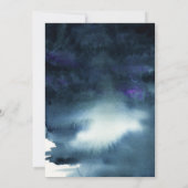 ロマンチックネイビーブルーシルバー婚約パーティ 招待状 (裏面)