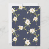 ロマンチックネイビーブルーホワイトフローラブライダルシャワー 招待状 (裏面)