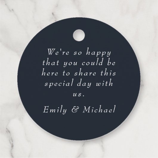 ロマンチックネイビーブルー赤面ピンクフローラクラシックラウンド フェイバータグ (裏面)