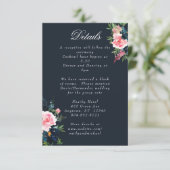 ロマンチックネイビーブルー赤面ピンクフローラ エンクロージャーカード (スタンド正面)