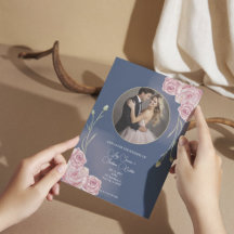 ロマンチックネイビーブルー&赤面ピンク結婚ズ