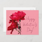 ロマンチックハッピーバレンタインレッドローズフラワーズフローラ ポストカード (正面/裏面)