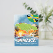 ロマンチックハネムーンバケーションジャマイカアイランドマップ ポストカード (スタンド正面)