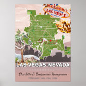 ロマンチックハネムーンバケーションラスベガスネバダの地図 ポスター (正面)