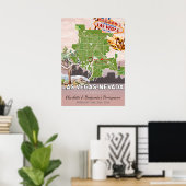 ロマンチックハネムーンバケーションラスベガスネバダの地図 ポスター (ホームオフィス)