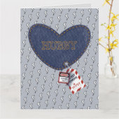 ロマンチックハビーウィフェイエレクトリシアンロックハート カード (黄色い花)