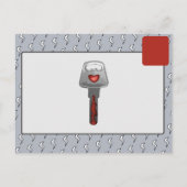 ロマンチックハビーウィフェイエレクトリックロックラベルハート ポストカード (裏面)