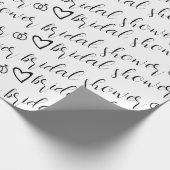 ロマンチックハーツリングブラックパターン ブライダルシャワー ラッピングペーパー (角)