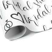 ロマンチックハーツリングブラックパターン ブライダルシャワー ラッピングペーパー (ロールコーナー)