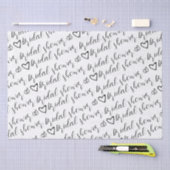 ロマンチックハーツリングブラックパターン ブライダルシャワー 薄葉紙 (クラフト)