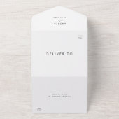 ロマンチックハートスクリプトミニマリスト結婚ホワイト オールインワン招待状 (外側)