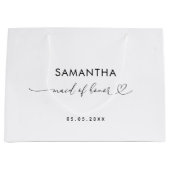 ロマンチックハートスクリプトミニマルメイド・オブ・オーナー(花嫁付き添い人) ラージペーパーバッグ (正面)
