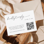 ロマンチックハートスクリプトミニマルQRコード結婚の 出欠カード