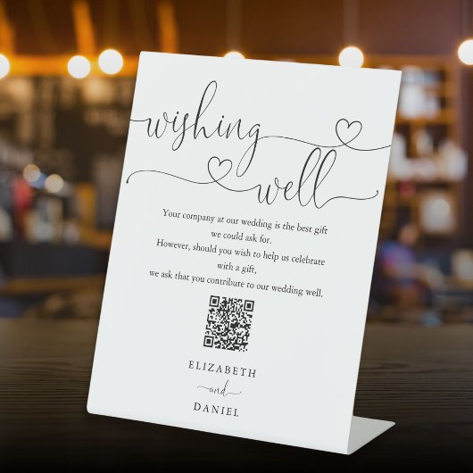 ロマンチックハートスクリプト ウィッシングウェル QRコード 台座サイン