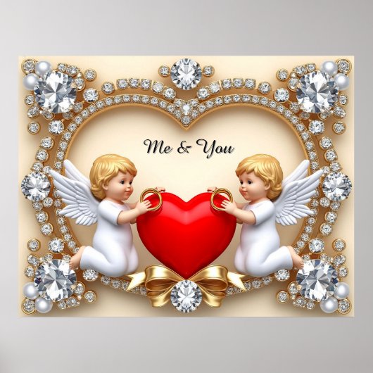 ロマンチックハートデザイン ポスター (正面)