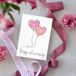 ロマンチックハートバルーンカスタム記念日カード シーズンカード