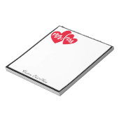 ロマンチックハートミセス・レッド・ブラックパーソナライズされた氏 ノートパッド (回転)