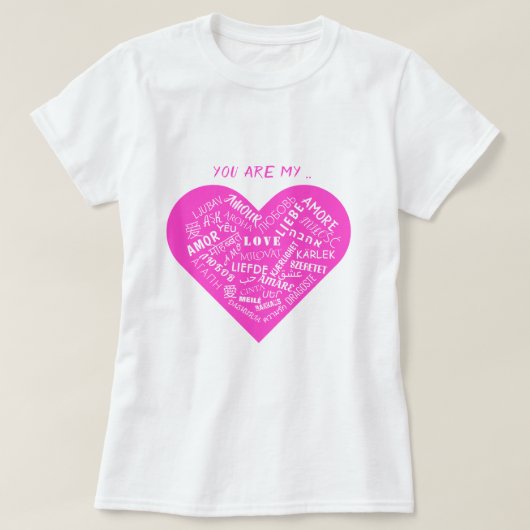 ロマンチックハートラブ文字Tシャツ Tシャツ (デザイン正面)