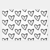 ロマンチックハートリングや輪ブラックパタ結婚ーン ラッピングペーパーシート (正面3)