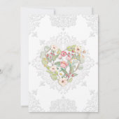 ロマンチックハートレース ダスティーブルー ピンク ブライダルシャワー 招待状 (裏面)