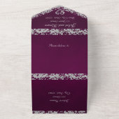 ロマンチックハート&グリッターオンプラム オールインワン招待状 (外側)