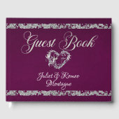 ロマンチックハート&グリッターオンプラム ゲストブック (正面)