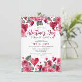 ロマンチックハート&バラバレンタインデーディナー 招待状 (スタンド正面)