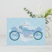 ロマンチックバイクもしくは自転車に乗る人バイク結婚式招待状 招待状 (スタンド正面)