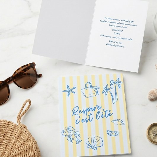 ロマンチックバケーション招待状カードforカップル サンキューカード