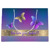 ロマンチックバタフライブルー ラージペーパーバッグ (正面)