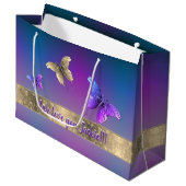 ロマンチックバタフライブルー ラージペーパーバッグ (正面アングル)