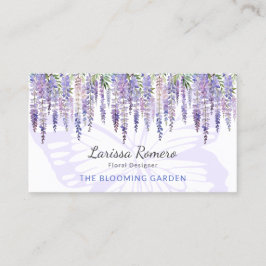 ロマンチックバタフライ&ウィステリアパステルフローラ 名刺