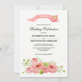 ロマンチックバラウォーター結婚カラー 招待状 (正面)