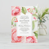 ロマンチックバラウォーター結婚カラー 招待状 (スタンド正面)