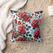 ロマンチックバラガーデンプリント クッション (ブランケット)