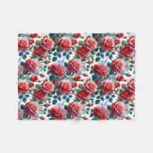 ロマンチックバラガーデンプリント フリースブランケット (正面(横))