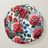 ロマンチックバラガーデンプリント ラウンドクッション (裏面)