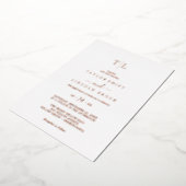 ロマンチックバラゴールドフォイルモノグラム結婚ズ 箔招待状 (回転した状態)