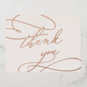 ロマンチックバラゴールドフォイル |赤面サンキューカード 箔招待状ポストカード (正面)