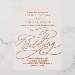 ロマンチックバラゴールドフォイル |赤面フローリッ結婚シュ 箔招待状