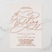 ロマンチックバラゴールドフォイル |赤面結婚の内容 箔招待状 (正面)