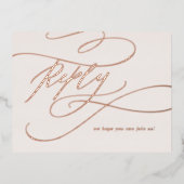 ロマンチックバラゴールドフォイル |赤面食事オプションRSVP 箔招待状ポストカード (正面)