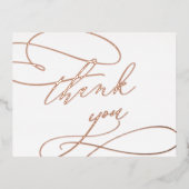 ロマンチックバラゴールド結婚フォイルのサンキューカード 箔招待状ポストカード (正面)