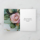 ロマンチックバラピンクホワイト金ゴールド結婚フローラ カード (内部)